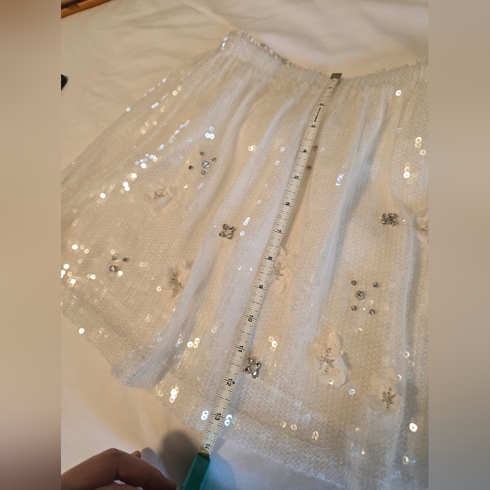 Zara White Sequin Skirt - Picture 9 of 10
